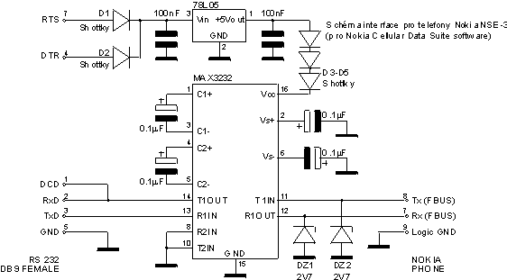 Schaltplan Fbus-Kabel 61xx
